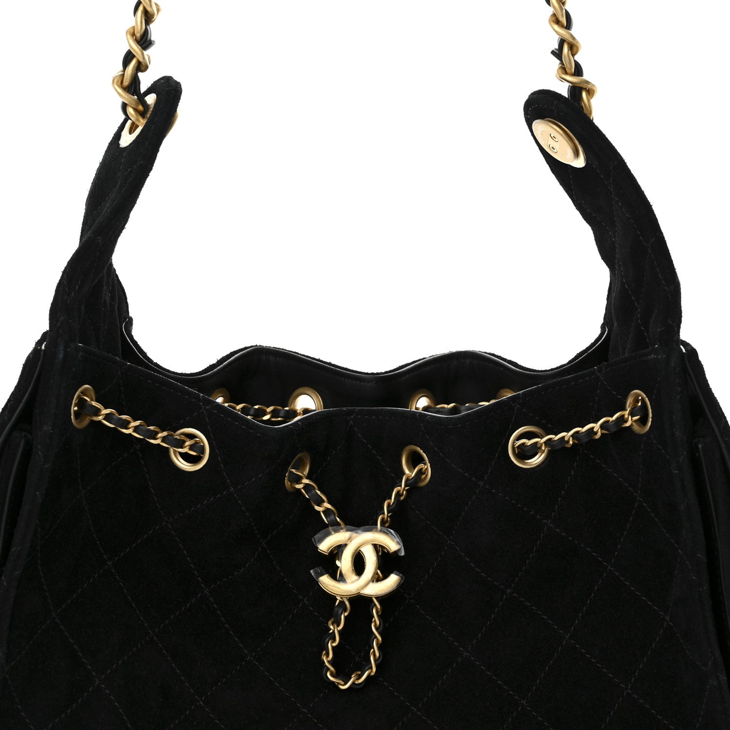 Chanel Suede Quilted Small Chanel 25 Handbag Black 8 of 11