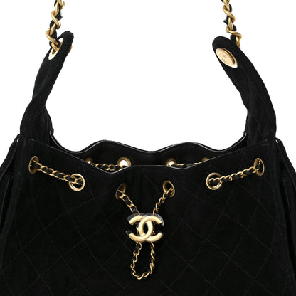 Chanel Suede Quilted Small Chanel 25 Handbag Black 8 of 11