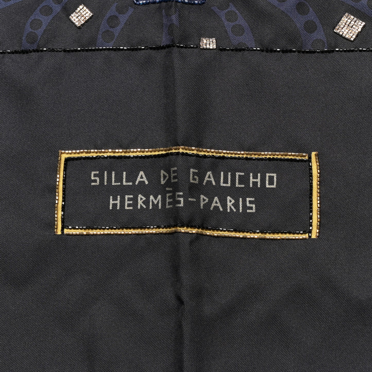 Silk Embroidered Silla De Gaucho Scarf 90 Black Marron White