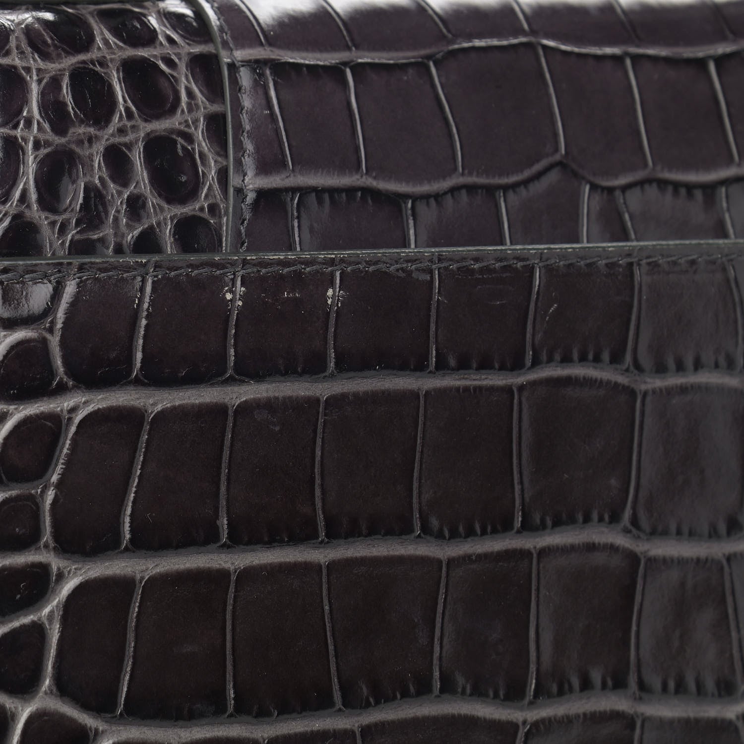 Balenciaga Shiny Calfskin Crocodile Embossed Small Hourglass Top Handle Bag Dark Grey 10 of 11