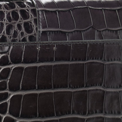 Balenciaga Shiny Calfskin Crocodile Embossed Small Hourglass Top Handle Bag Dark Grey 10 of 11