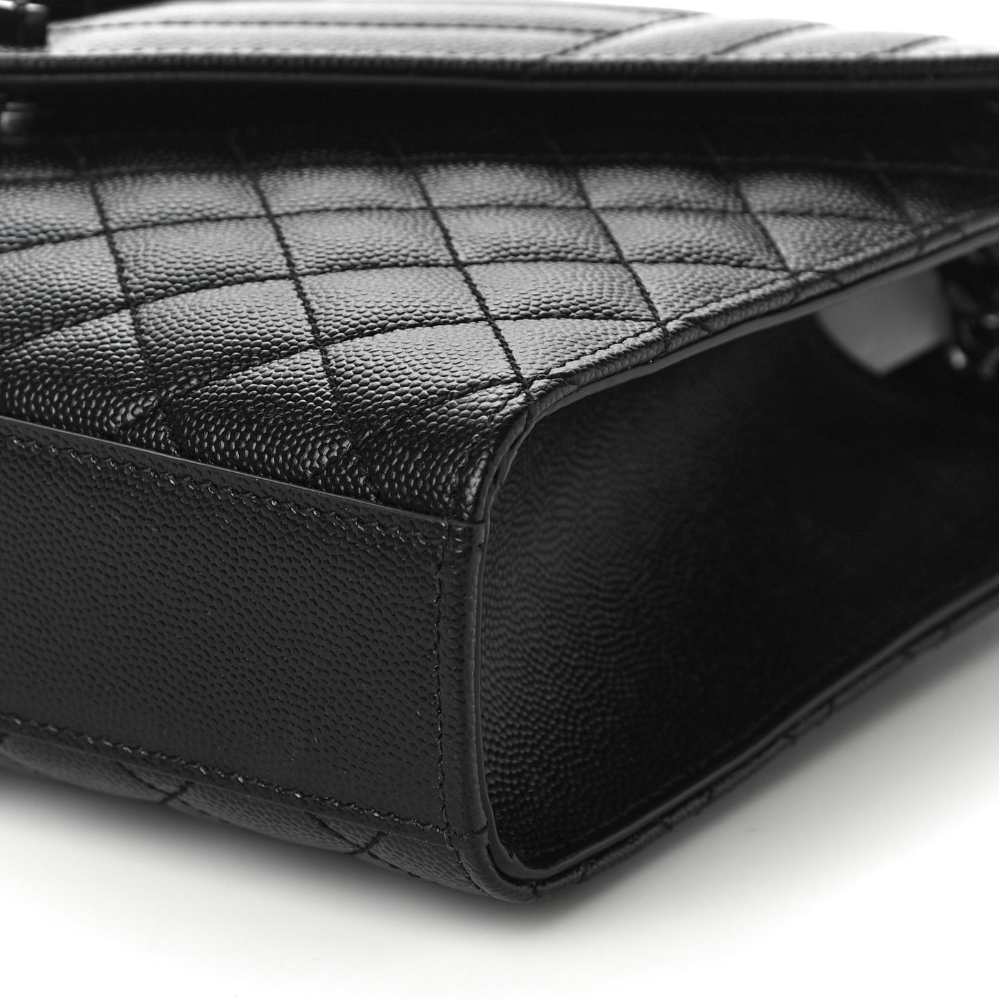 Grain De Poudre Textured Mixed Matelasse Triquilt Medium Monogram Satchel Black