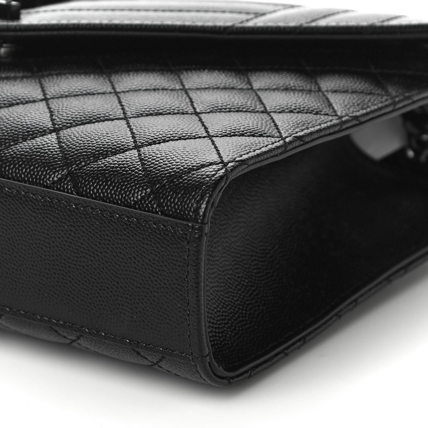 Saint Laurent Grain De Poudre Textured Mixed Matelasse Triquilt Medium Monogram Satchel Black 10 of 10