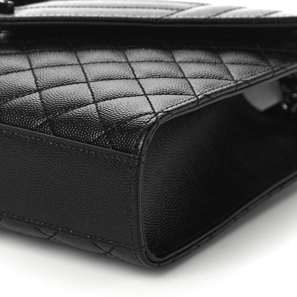 Saint Laurent Grain De Poudre Textured Mixed Matelasse Triquilt Medium Monogram Satchel Black 10 of 10