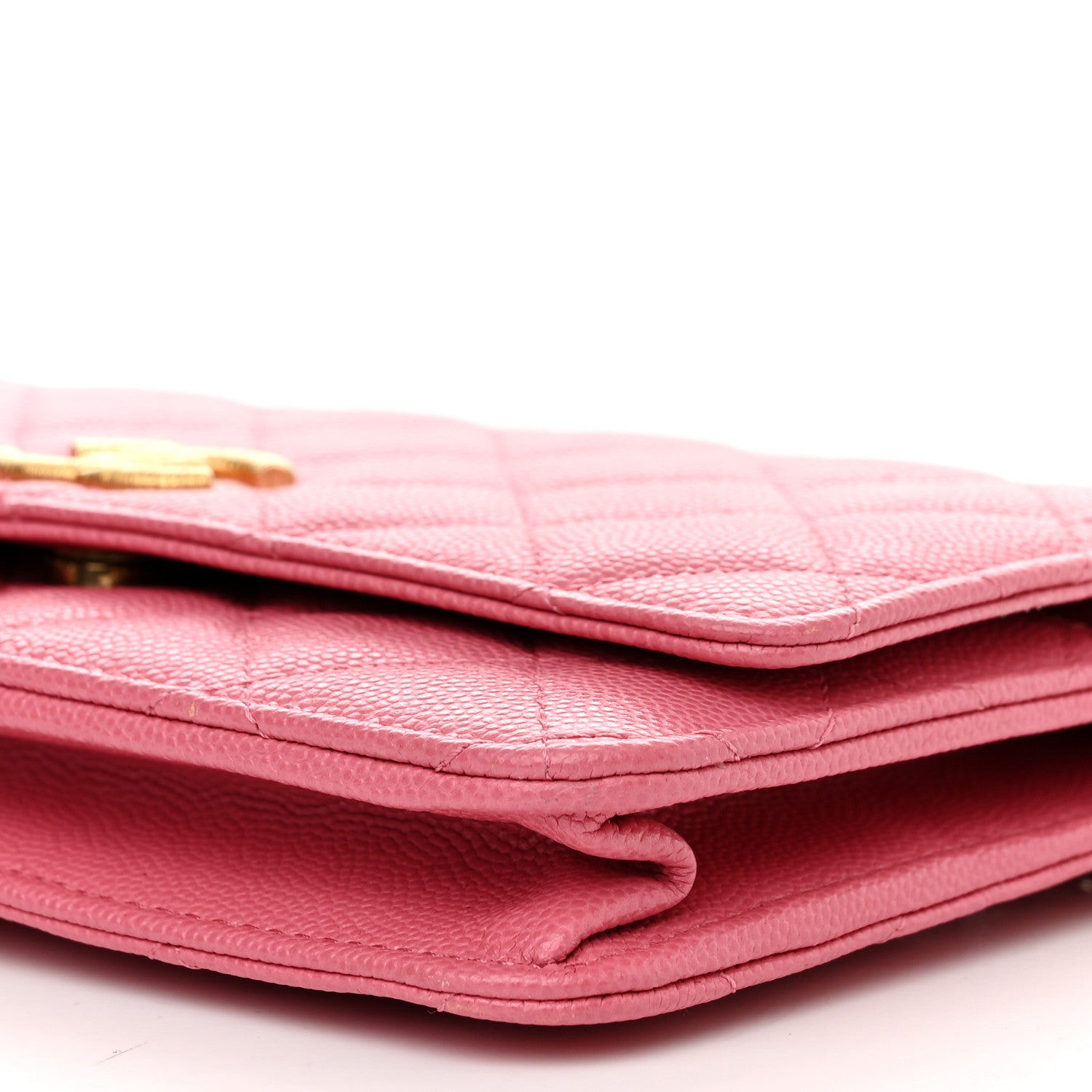 Chanel Caviar Quilted Textured CC Wallet On Chain WOC Pink 11 of 11