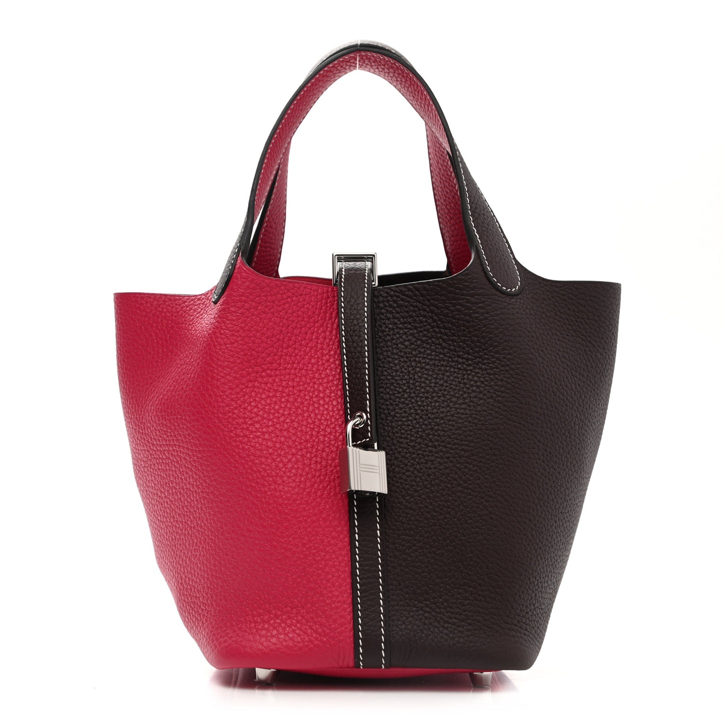 Taurillon Clemence Casaque Picotin Lock 18 PM Rouge Sellier Framboise