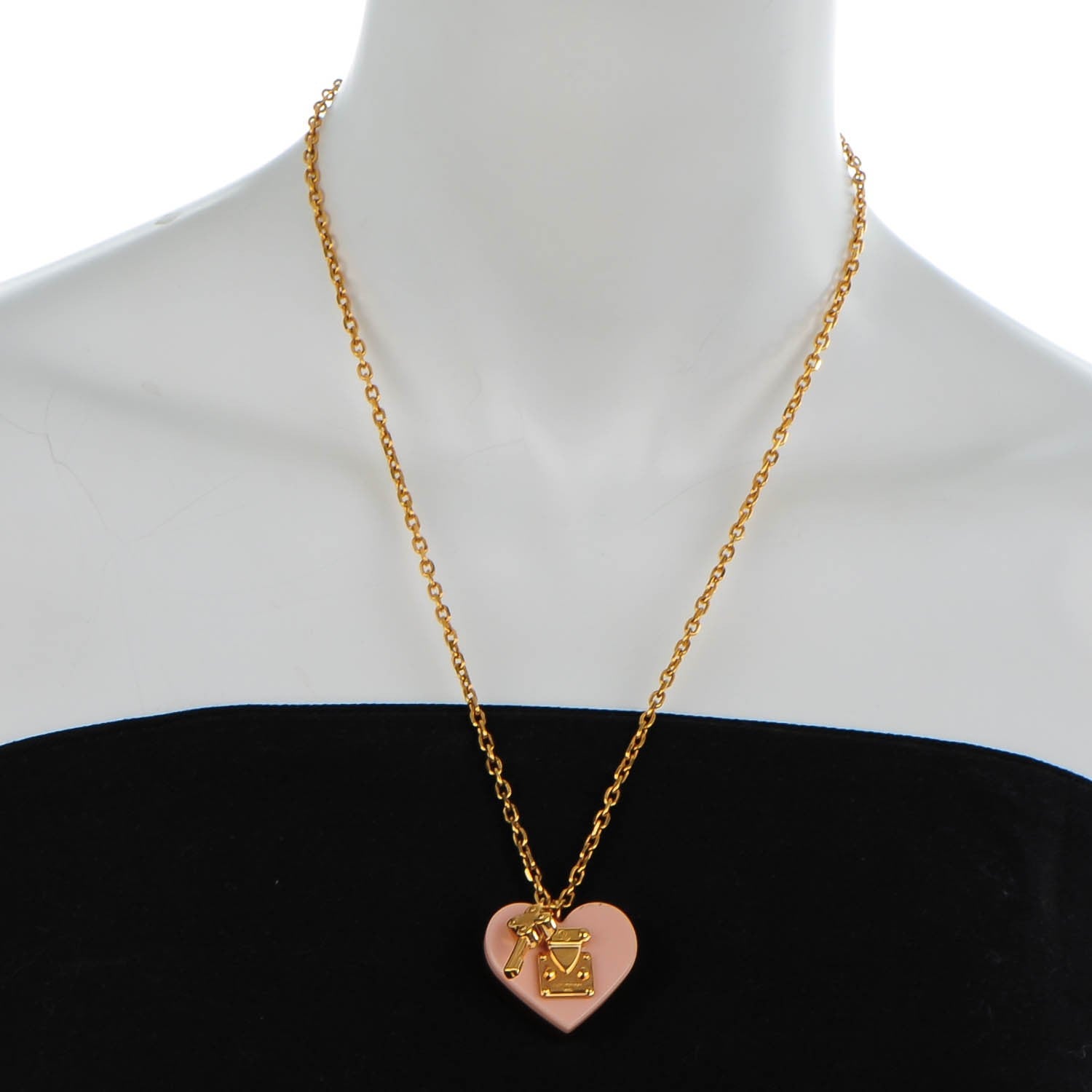 Louis Vuitton Lock Me Heart Necklace Rose Velours 2 of 5