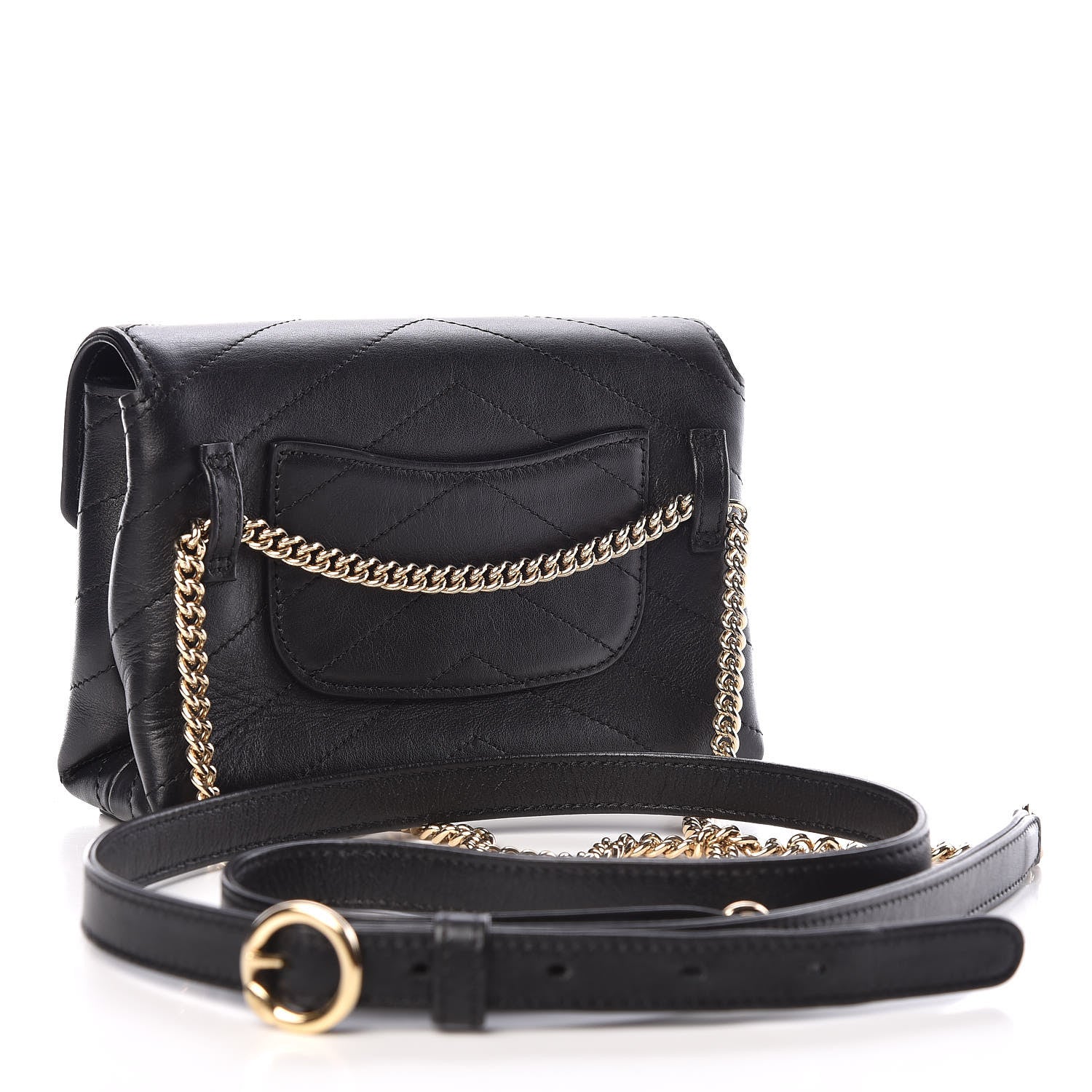 Chanel Calfskin Chevron Stitched Coco Waist Bag Black 3 of 10