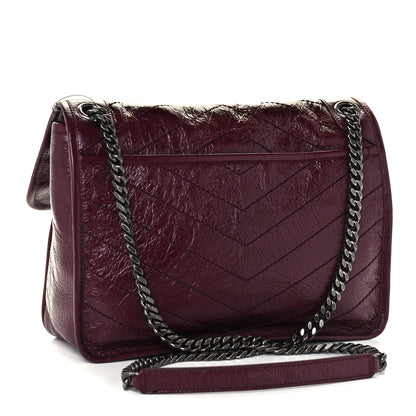 Saint Laurent Crinkled Calfskin Matelasse Monogram Medium Niki Chain Satchel Rouge Legion 3 of 10