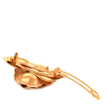 Chanel CC Rose Hair Clip Barette Gold 6 of 10