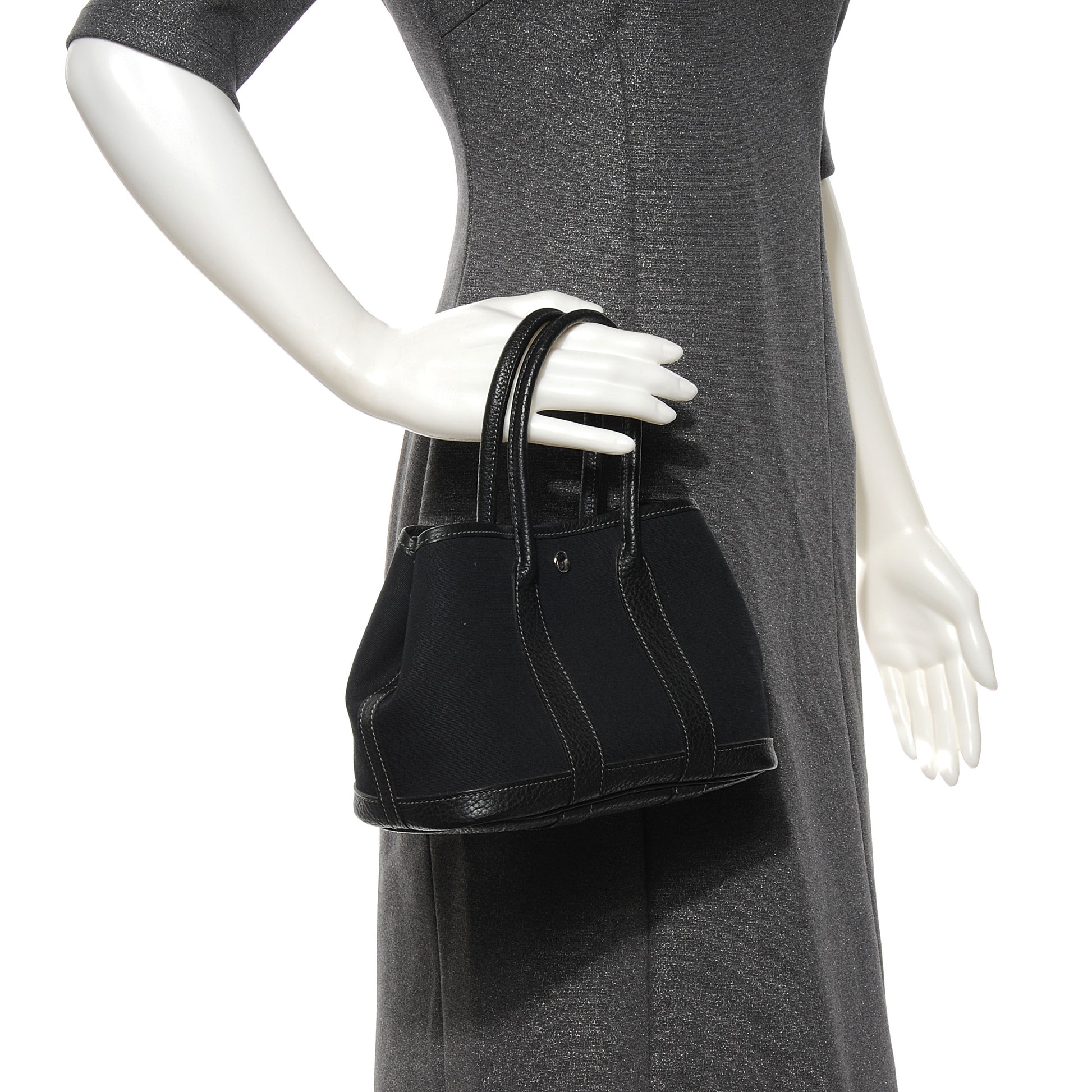 Hermes Toile Leather Garden Party TPM Black 2 of 6