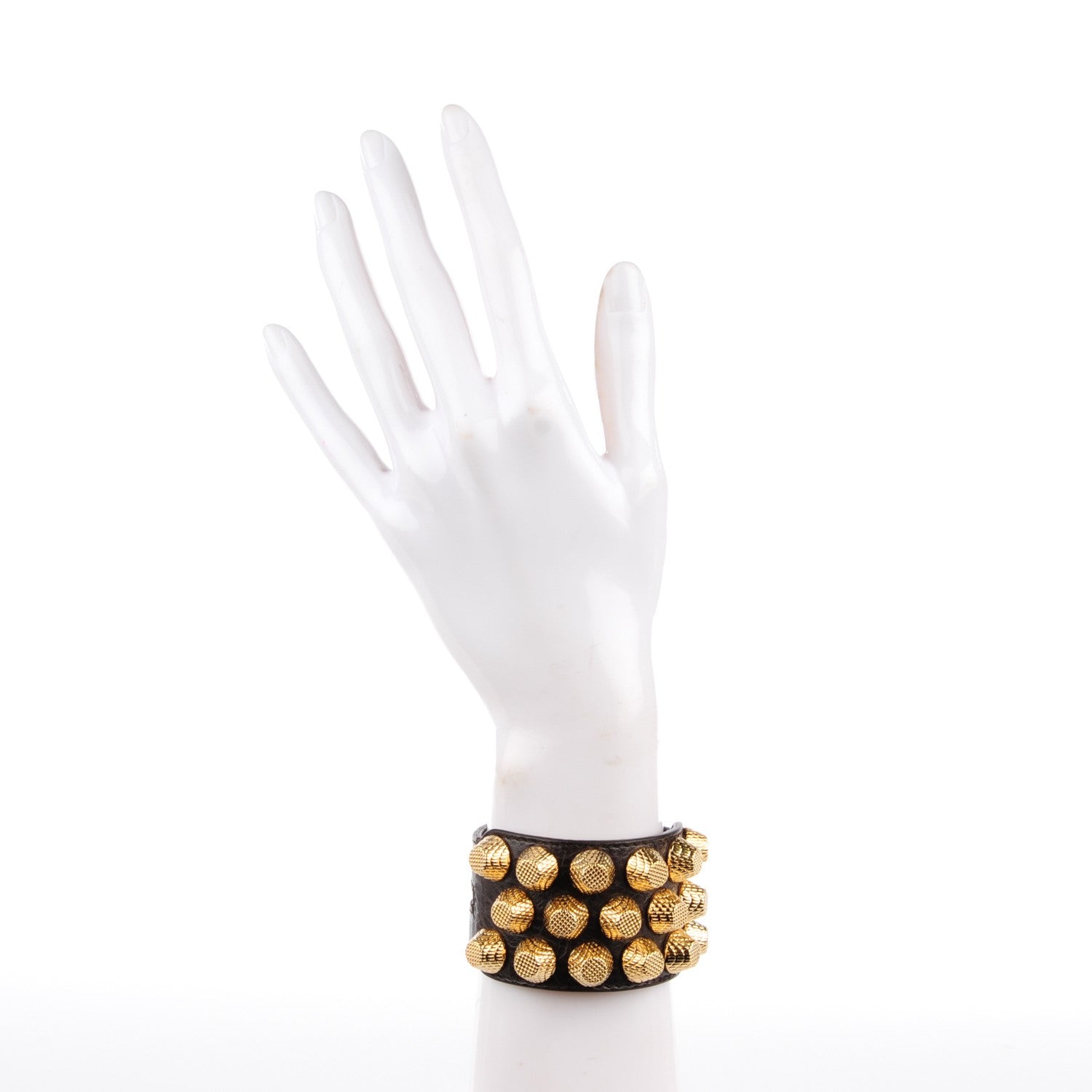Balenciaga Agneau Arena Three Row Giant Gold M Bracelet Charbon 2 of 5