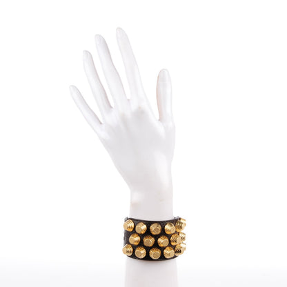 Balenciaga Agneau Arena Three Row Giant Gold M Bracelet Charbon 2 of 5