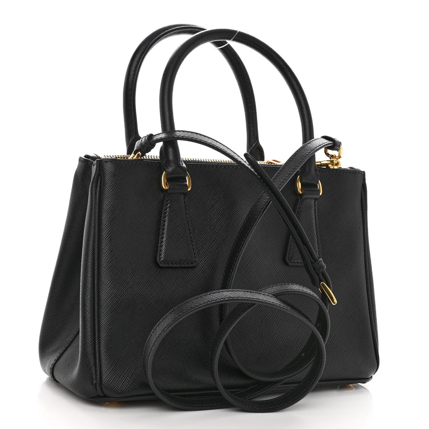 Saffiano Small Galleria Double Zip Tote Black