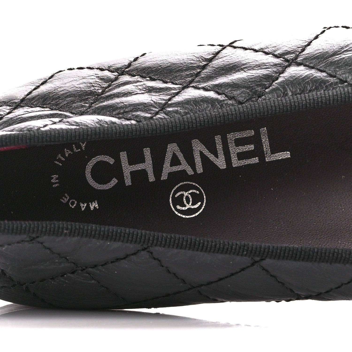 Chanel Aged Calfskin Quilted CC Cap Toe Ballerina Flats 39.5 Black 7 of 9