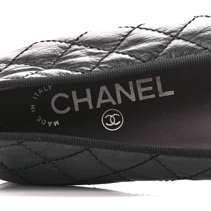 Chanel Aged Calfskin Quilted CC Cap Toe Ballerina Flats 39.5 Black 7 of 9