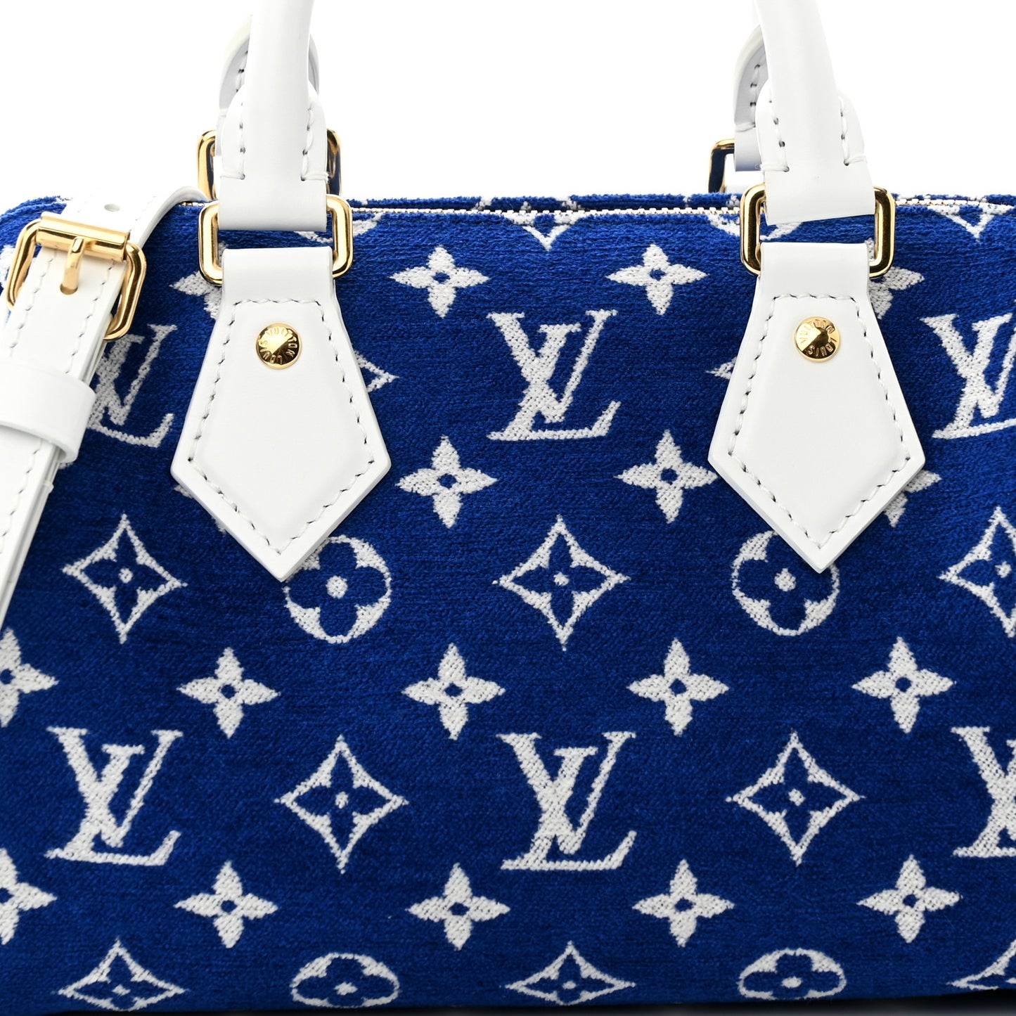 Jacquard Velvet Monogram LV Match Speedy Bandouliere 20 Blue