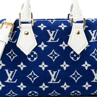 Louis Vuitton Jacquard Velvet Monogram LV Match Speedy Bandouliere 20 Blue 7 of 9