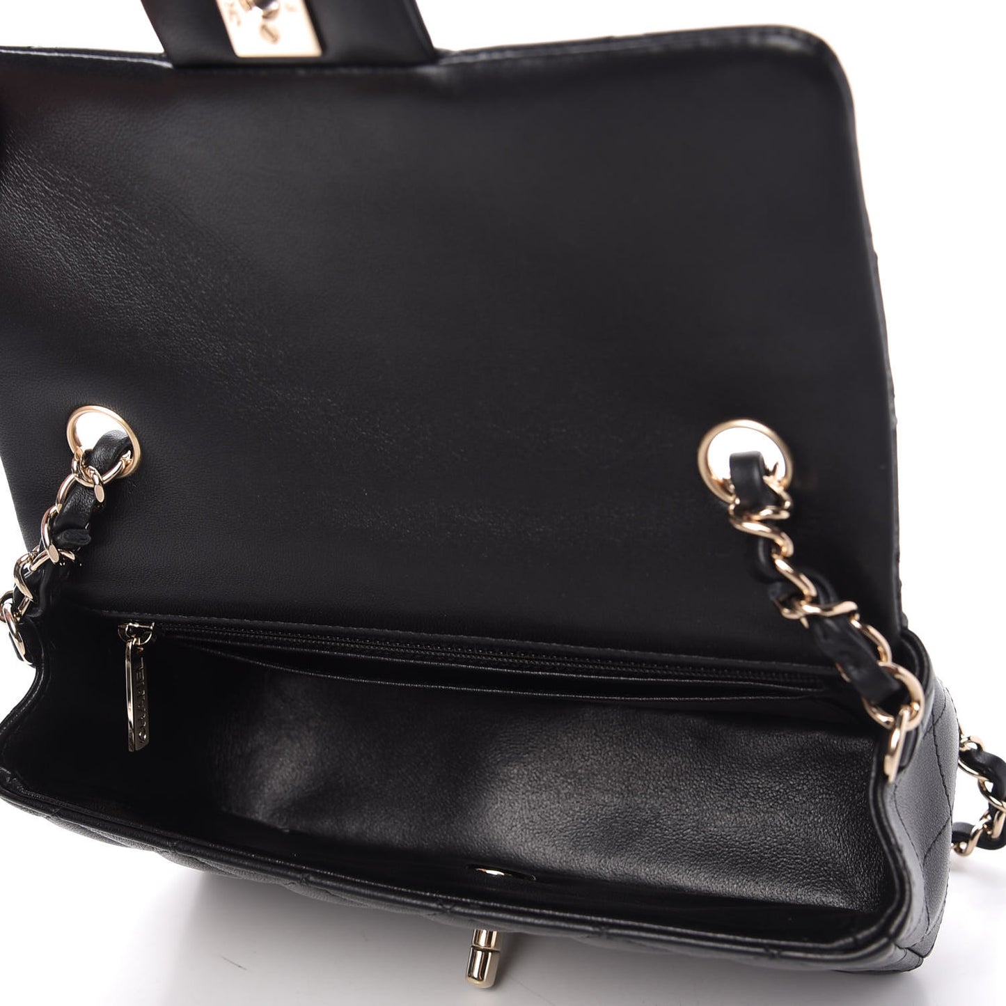 Lambskin Quilted Mini Rectangular Flap Black