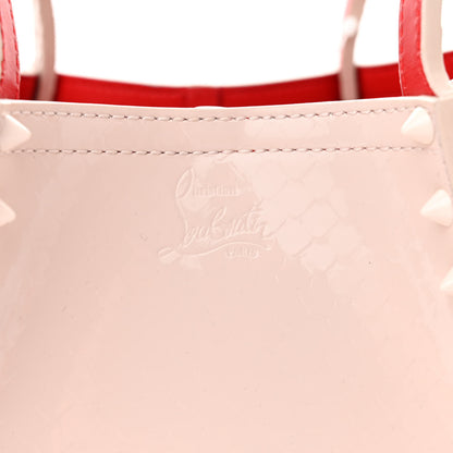 Christian Louboutin Patent Snakeskin Embossed Spiked Mini Cabarock Shopper Tote Leche 6 of 9