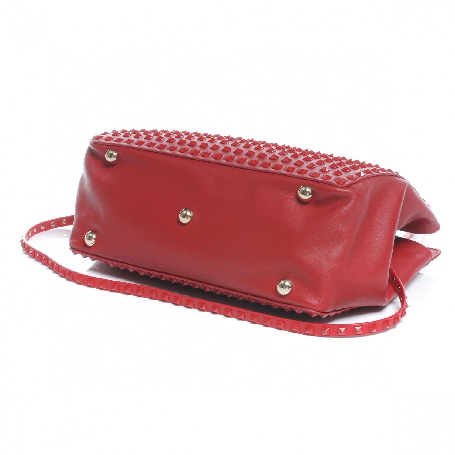 Valentino Garavani Vitello All Over Stud Rockstud Tote Red 5 of 8