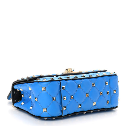 Valentino Garavani Calfskin Mini Rockstud Spike Shoulder Bag Blue Fluo 4 of 9