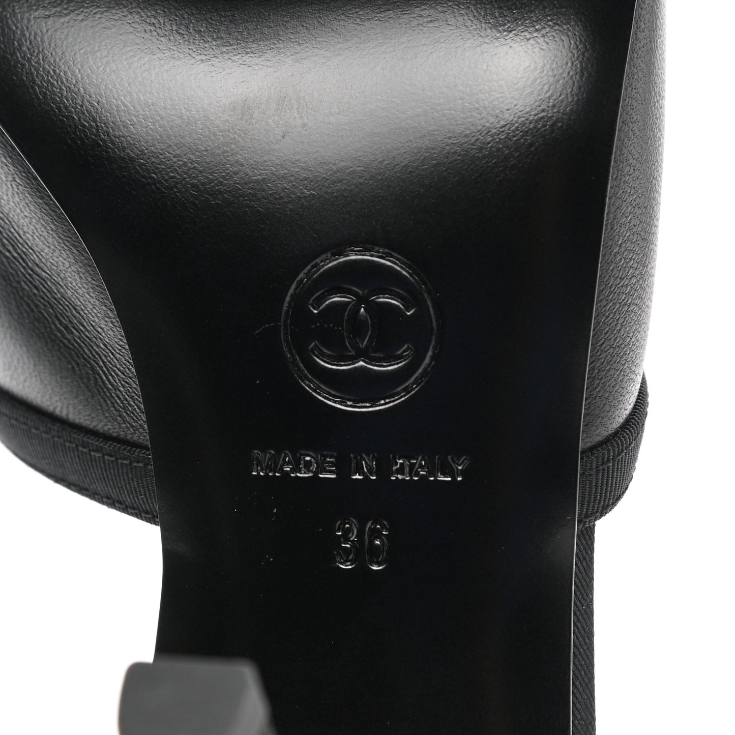 Lambskin Grosgrain CC Mules 36 Black