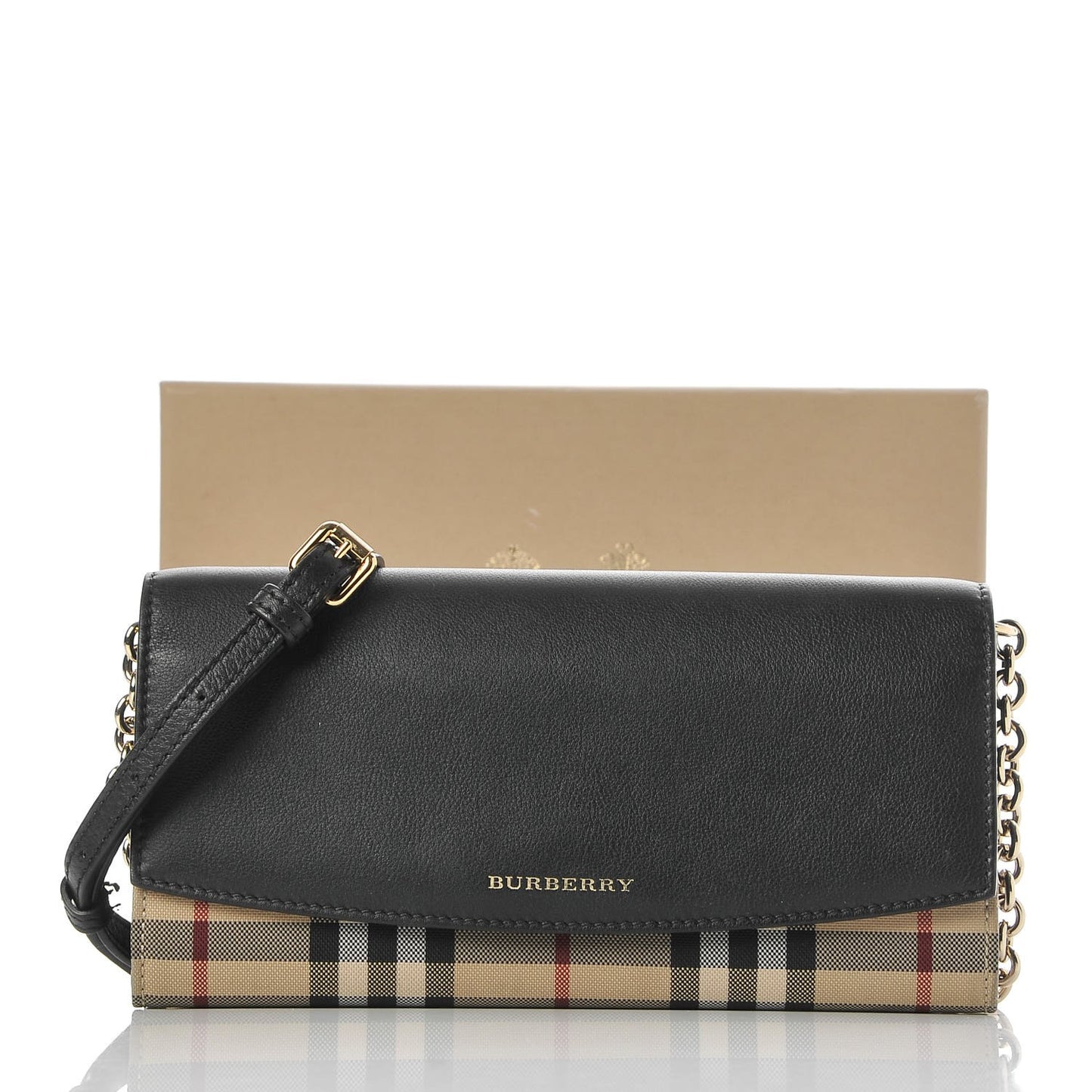 Calfskin House Check Henley Wallet On Chain Black