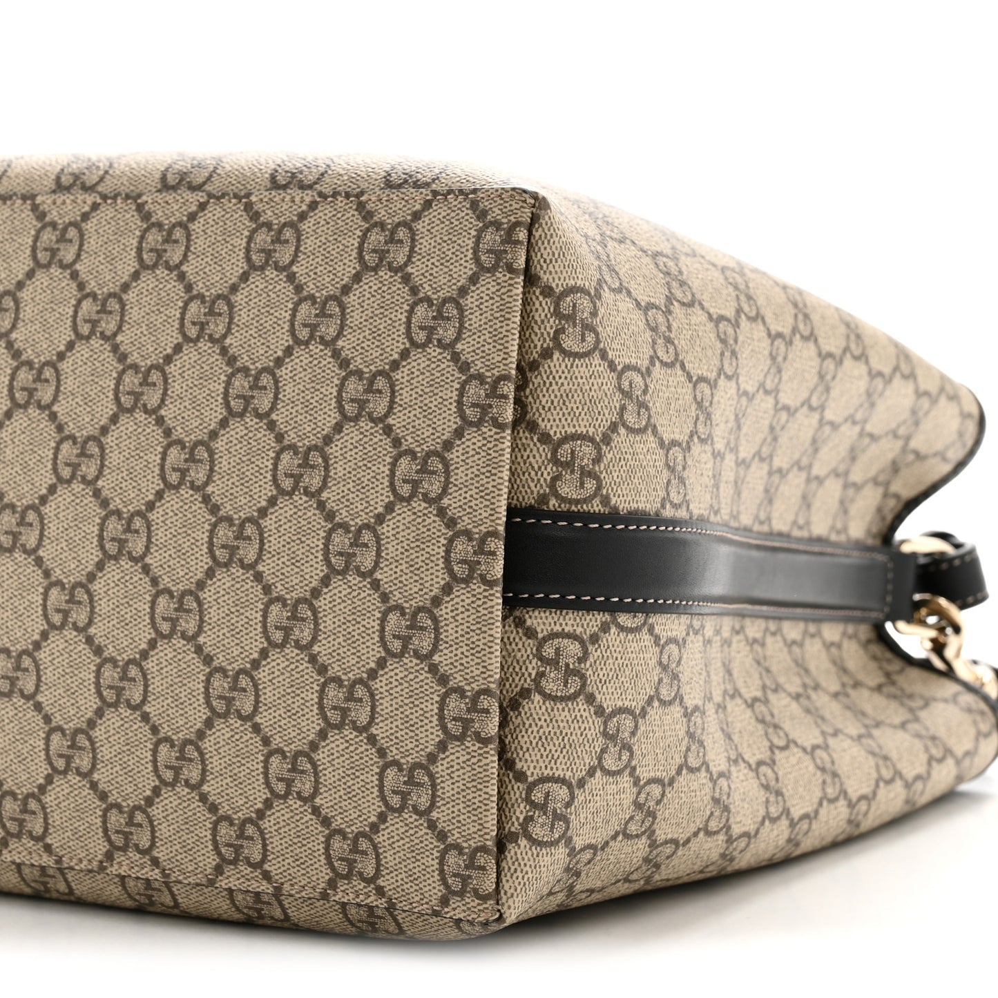 GG Supreme Monogram Medium Emblem Bucket Bag Beige Dark Brown Black