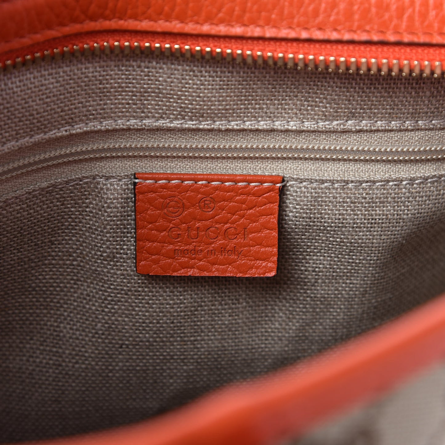 Monogram Dollar Calfskin Small Bree Tote Beige Ebony Sun Orange