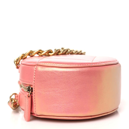 Chanel Iridescent Calfskin Quilted Chanel 19 Round Clutch With Chain Pink 4 of 10