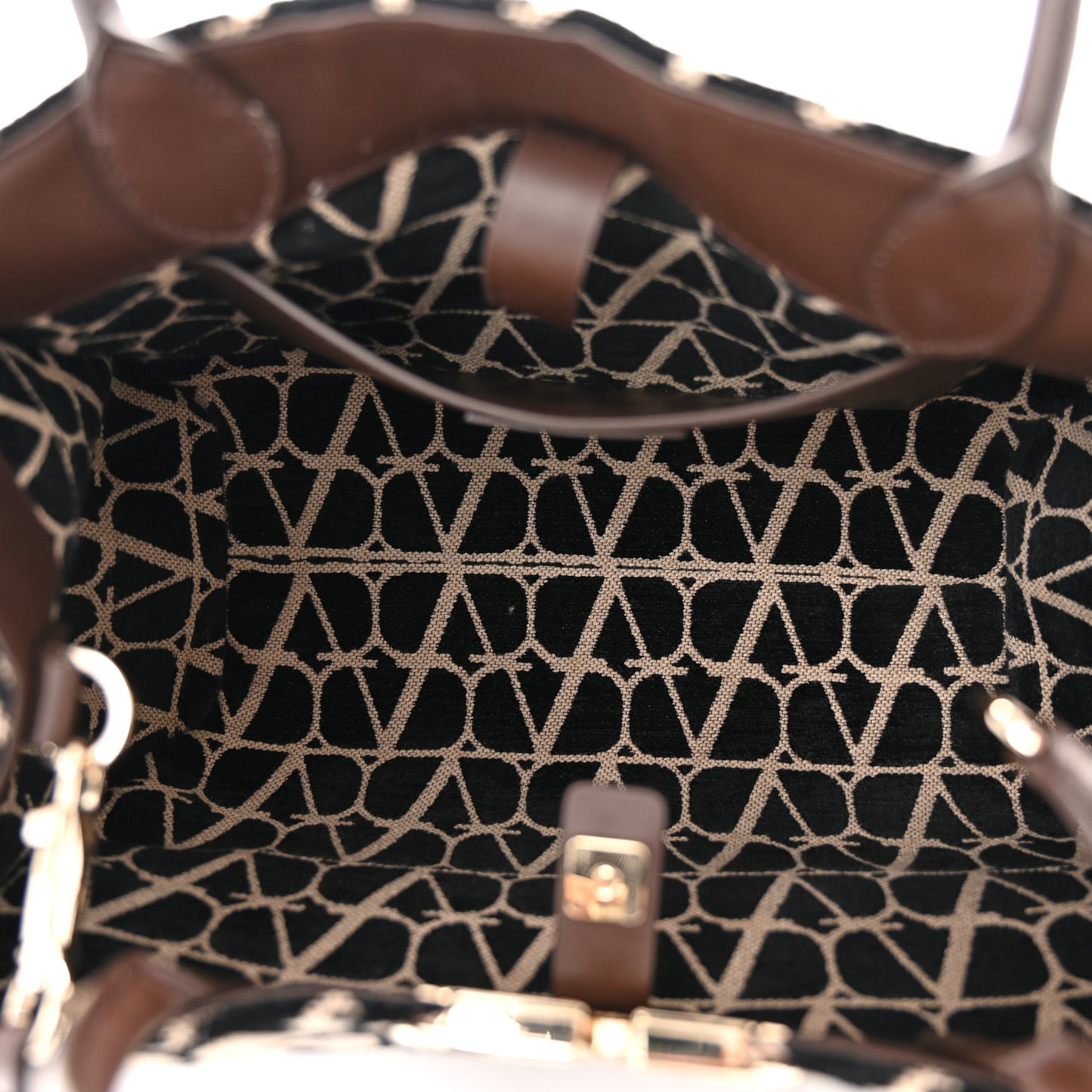 Toile Iconographe Calfskin Medium Vlogo Tote Naturale Black Fondant