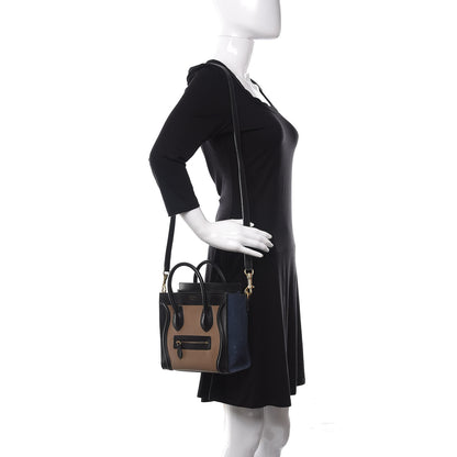 Celine Calfskin Suede Nano Tri-Color Luggage Sand 2 of 9