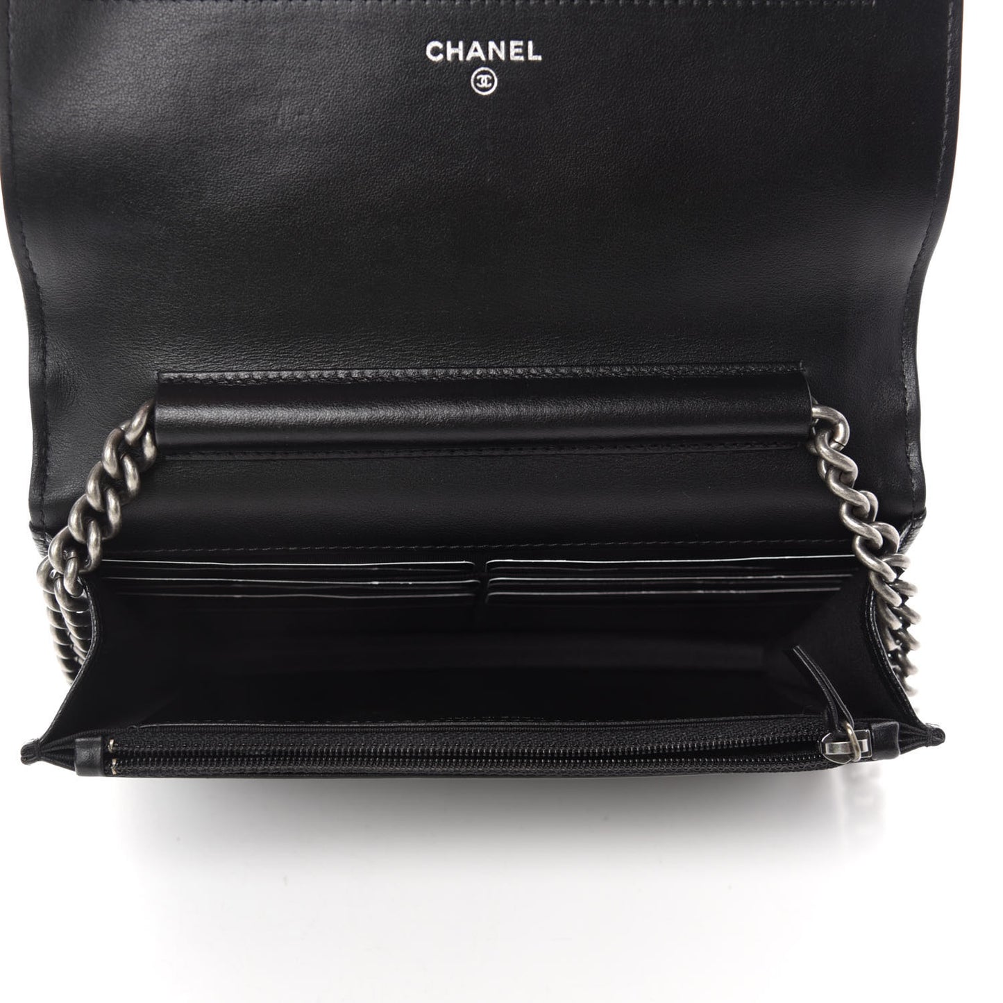 Caviar Quilted Boy Wallet On Chain WOC Black