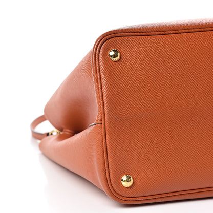 Prada Saffiano Cuir Medium Double Bag Papaya 10 of 11