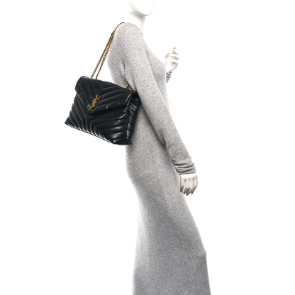 Saint Laurent Calfskin Y Quilted Monogram Medium Loulou Chain Satchel Black 2 of 11
