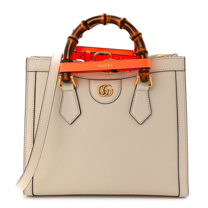 Gucci Wonka Grain Calfskin Small Diana Tote Bag Mystic White Orange Fluo 1 of 10