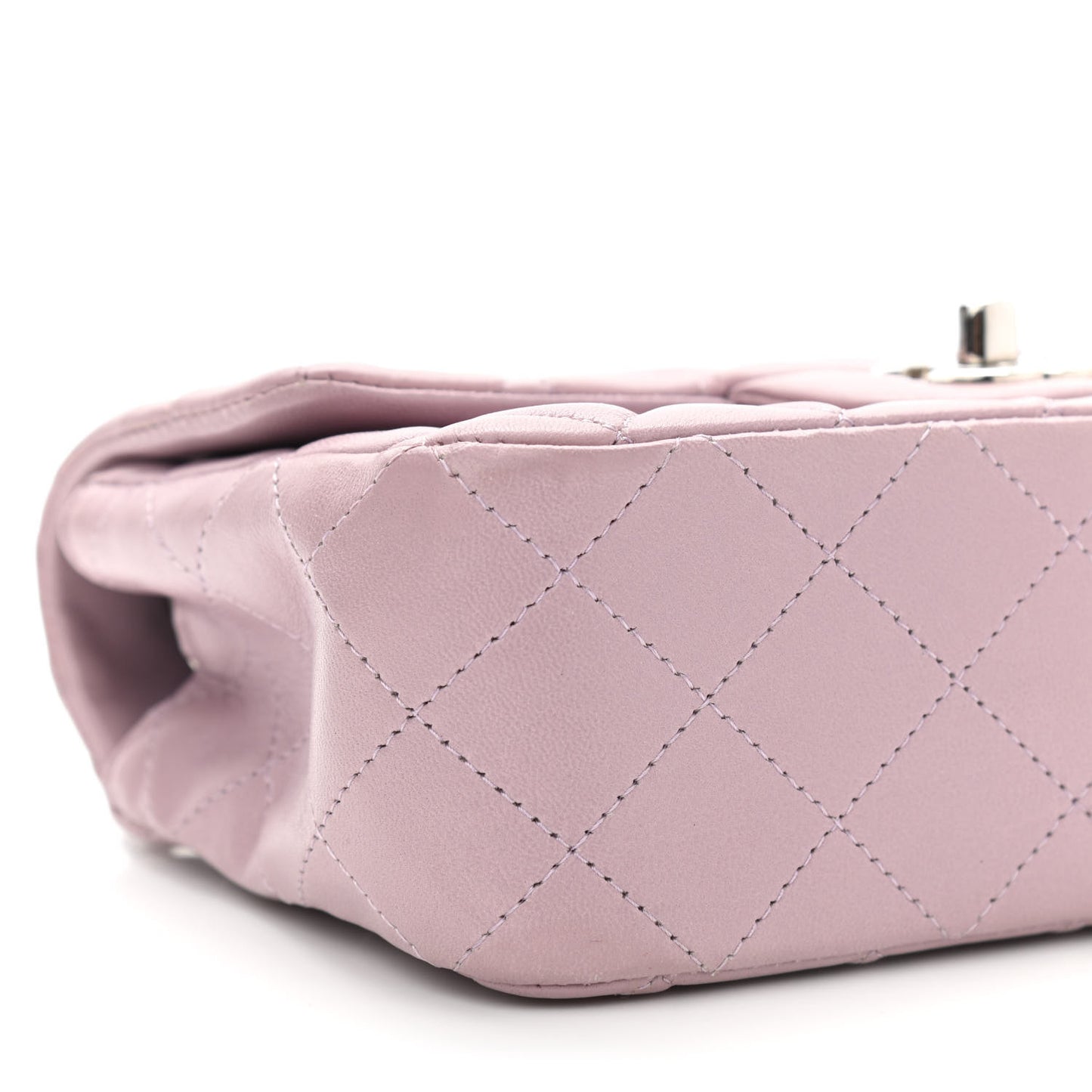 Lambskin Quilted Mini Rectangular Flap Light Purple
