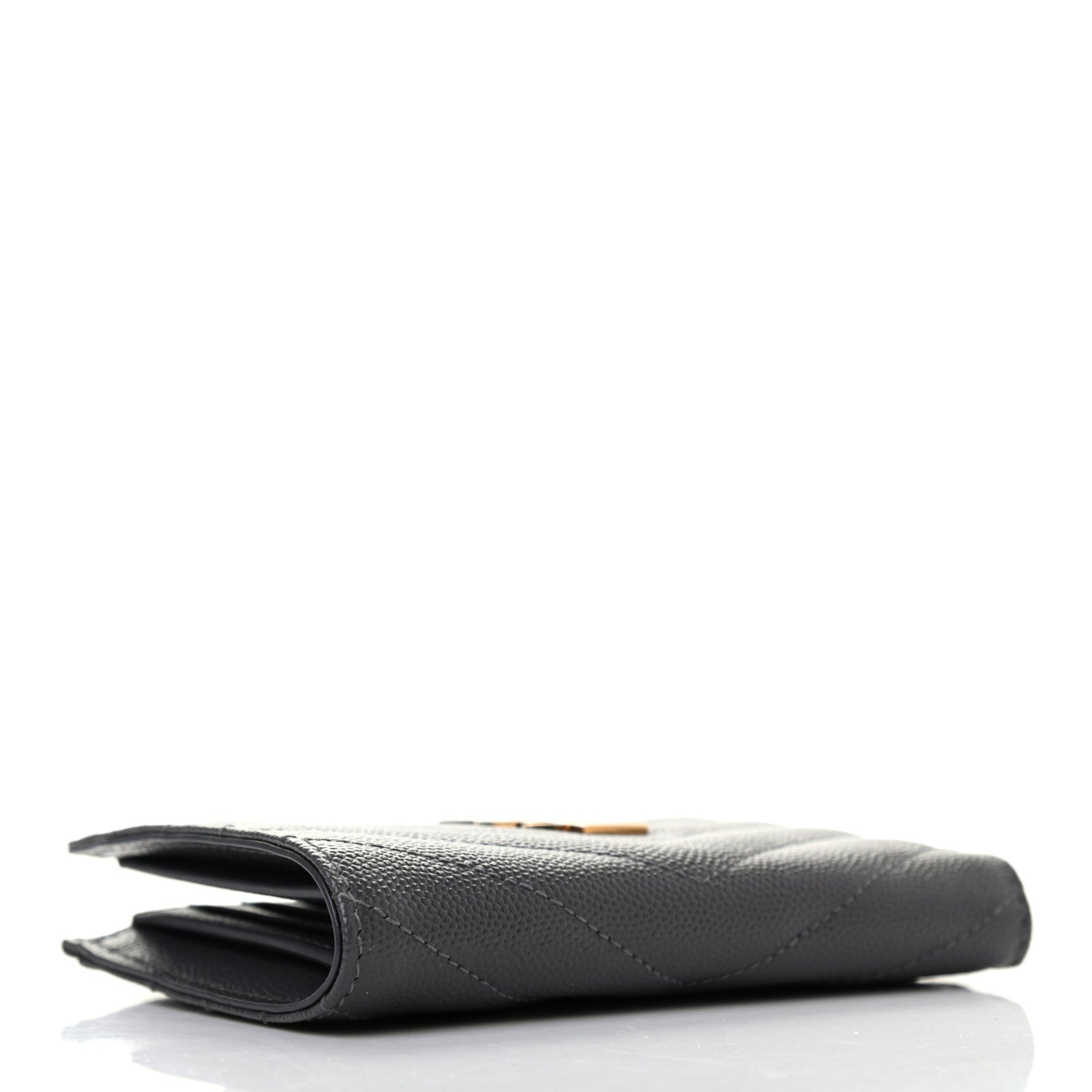 Saint Laurent Grain De Poudre Matelasse Chevron Monogram Zipped Two-Part Wallet Storm 4 of 9