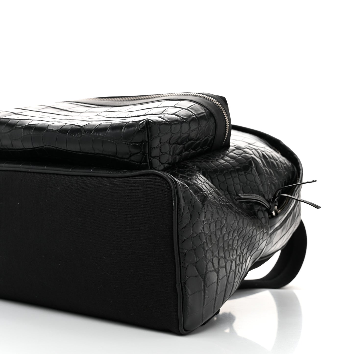Calfskin Crocodile Embossed City Backpack Black