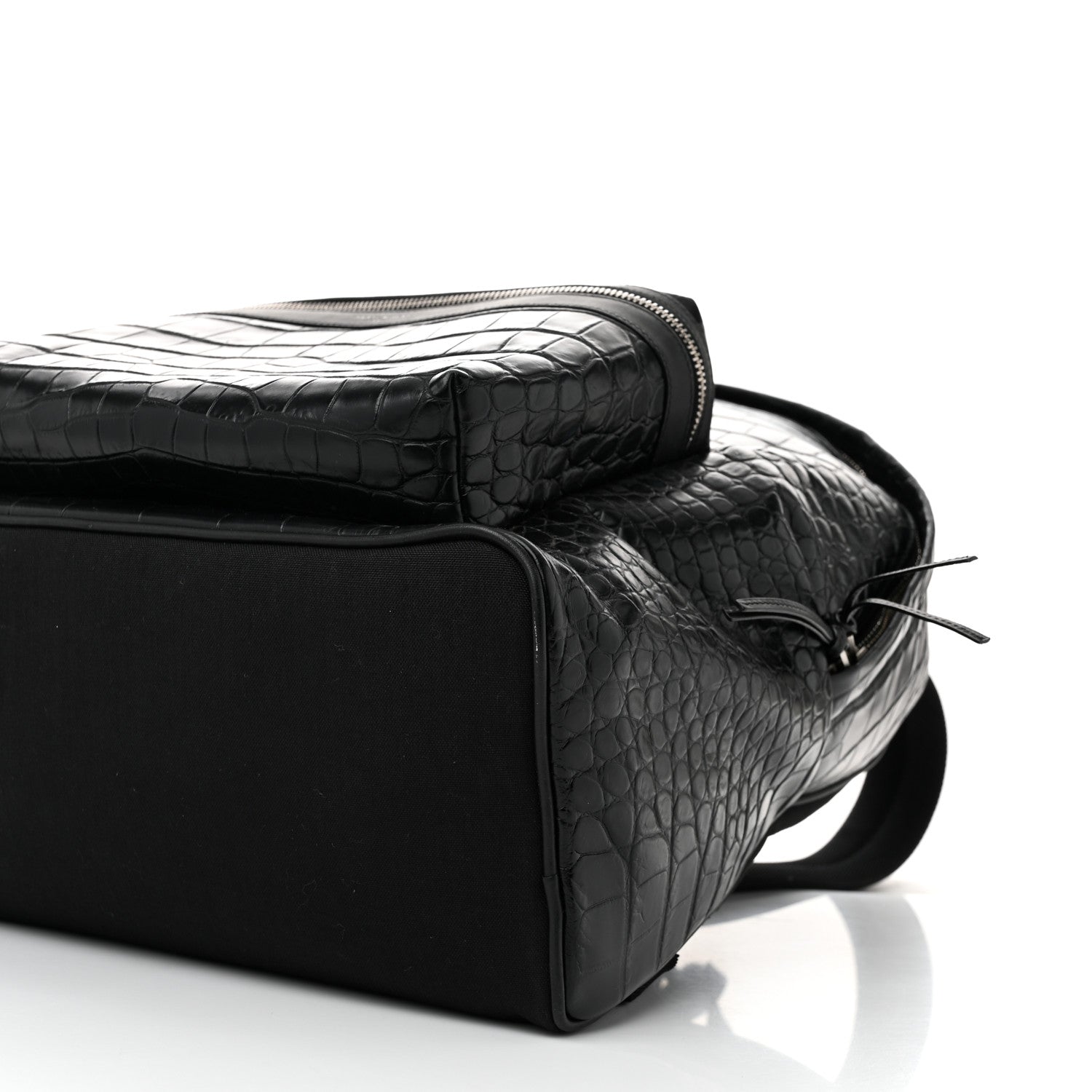 Saint Laurent Calfskin Crocodile Embossed City Backpack Black 9 of 9