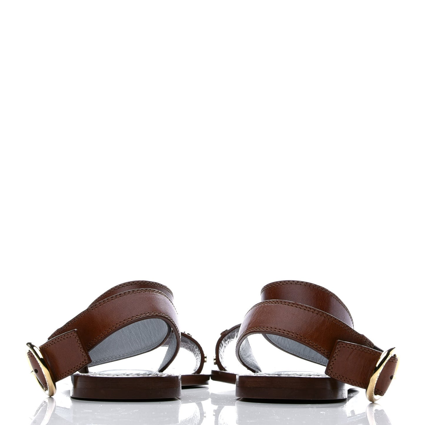 Calfskin Monogram Passenger Flat Sandals 36 Cognac