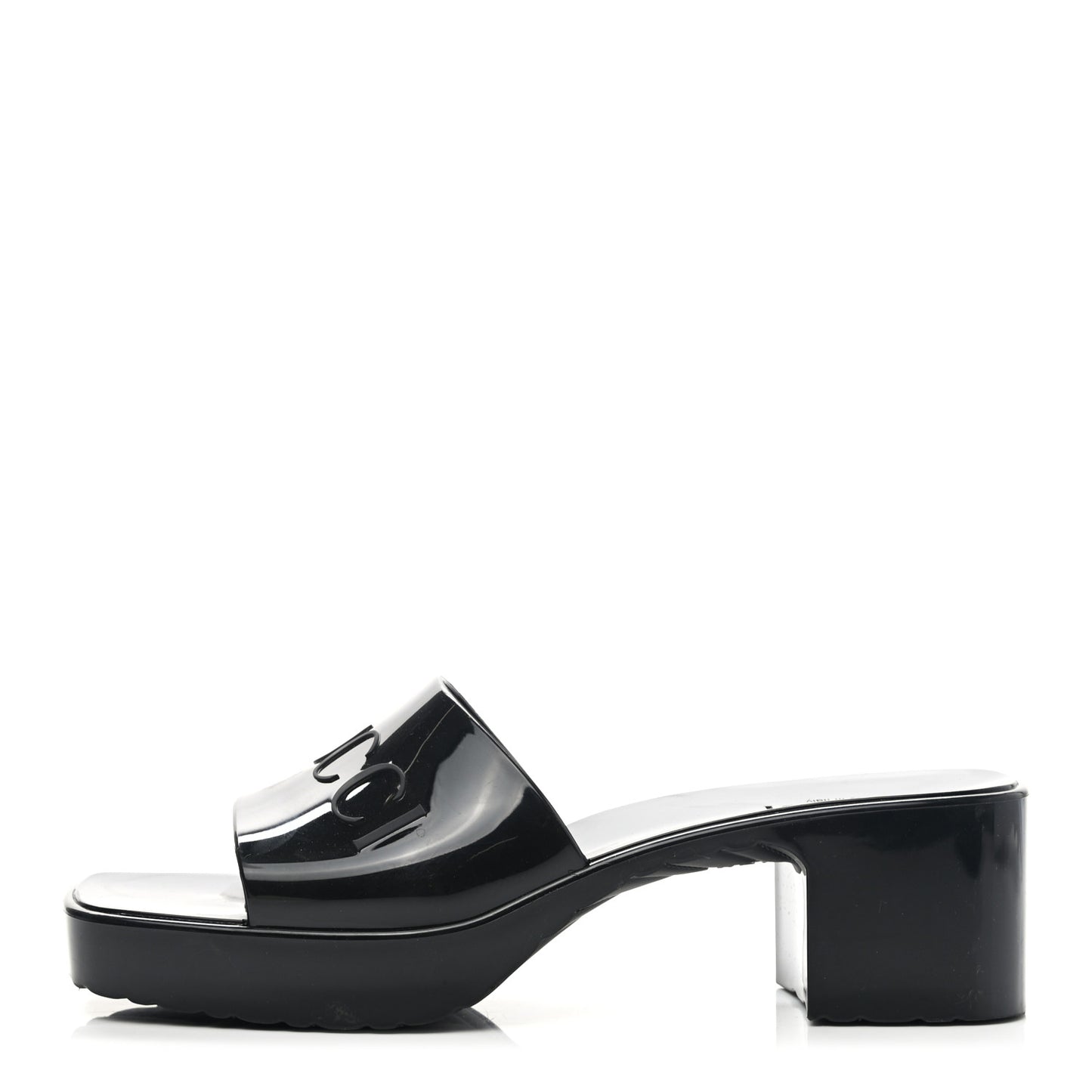 Rubber Gucci Logo Womens Platform 20/60mm Slide Sandals 38 Black