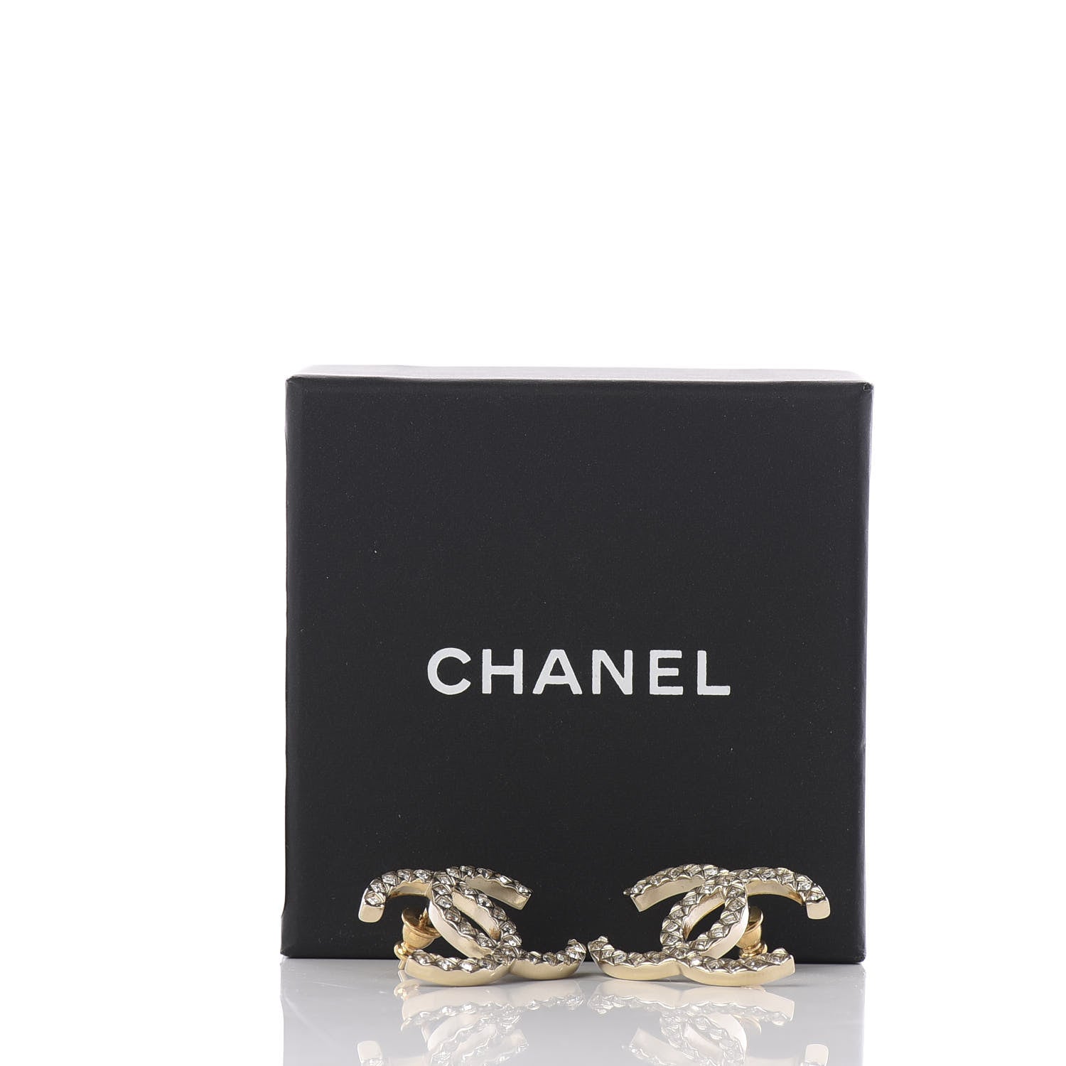 Chanel Baguette Crystal High Society CC Earrings Gold 5 of 5