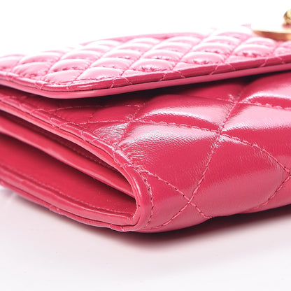 Versace Patent Nappa Icon Quilted Wallet On Chain Crossbody Fuchsia 8 of 9