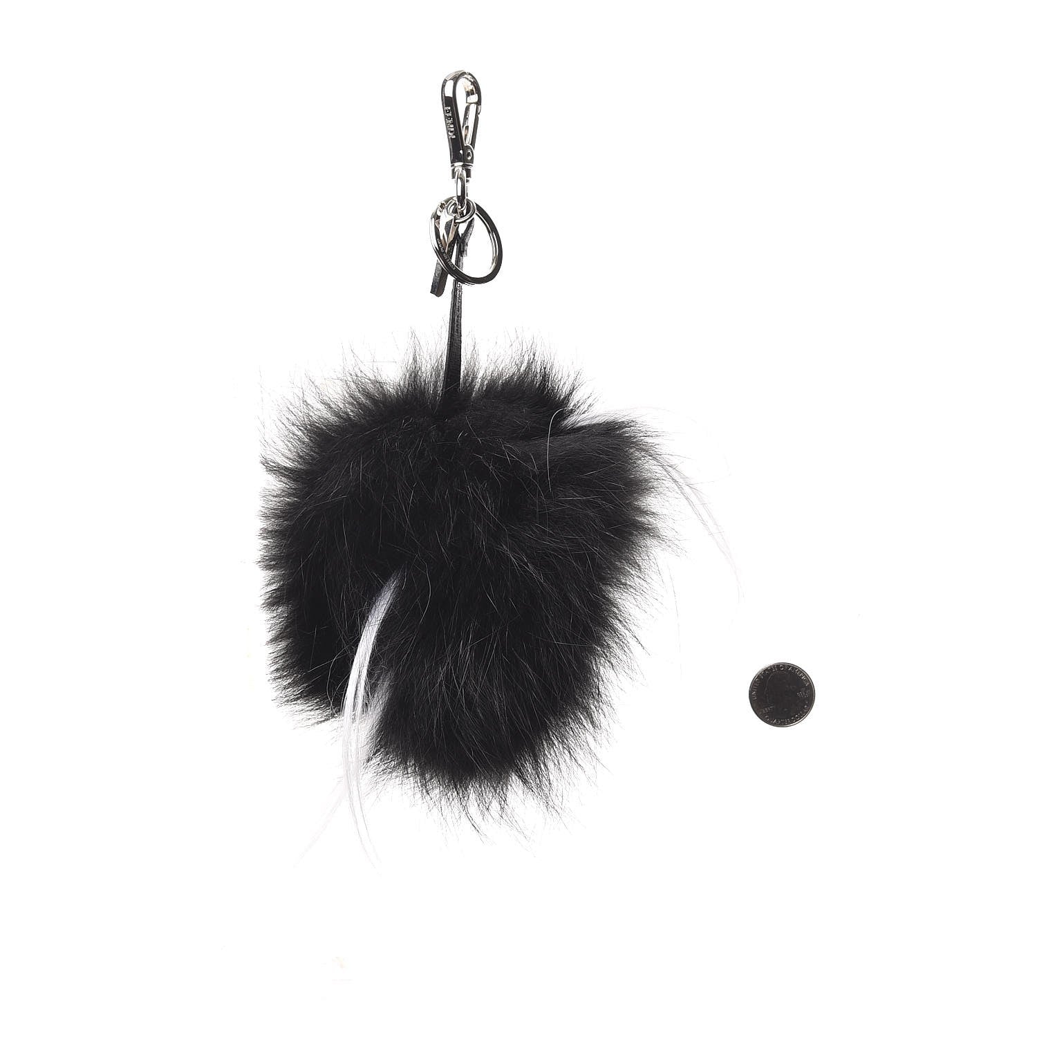 Fendi Vitello Elite Fox Goat Fur Igor Monster Bag Bug Cube Charm Rosso Black White 2 of 6