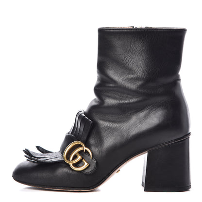 Gucci Malaga Kid GG Marmont Fringe 75mm Ankle Boots 35.5 Black 1 of 15