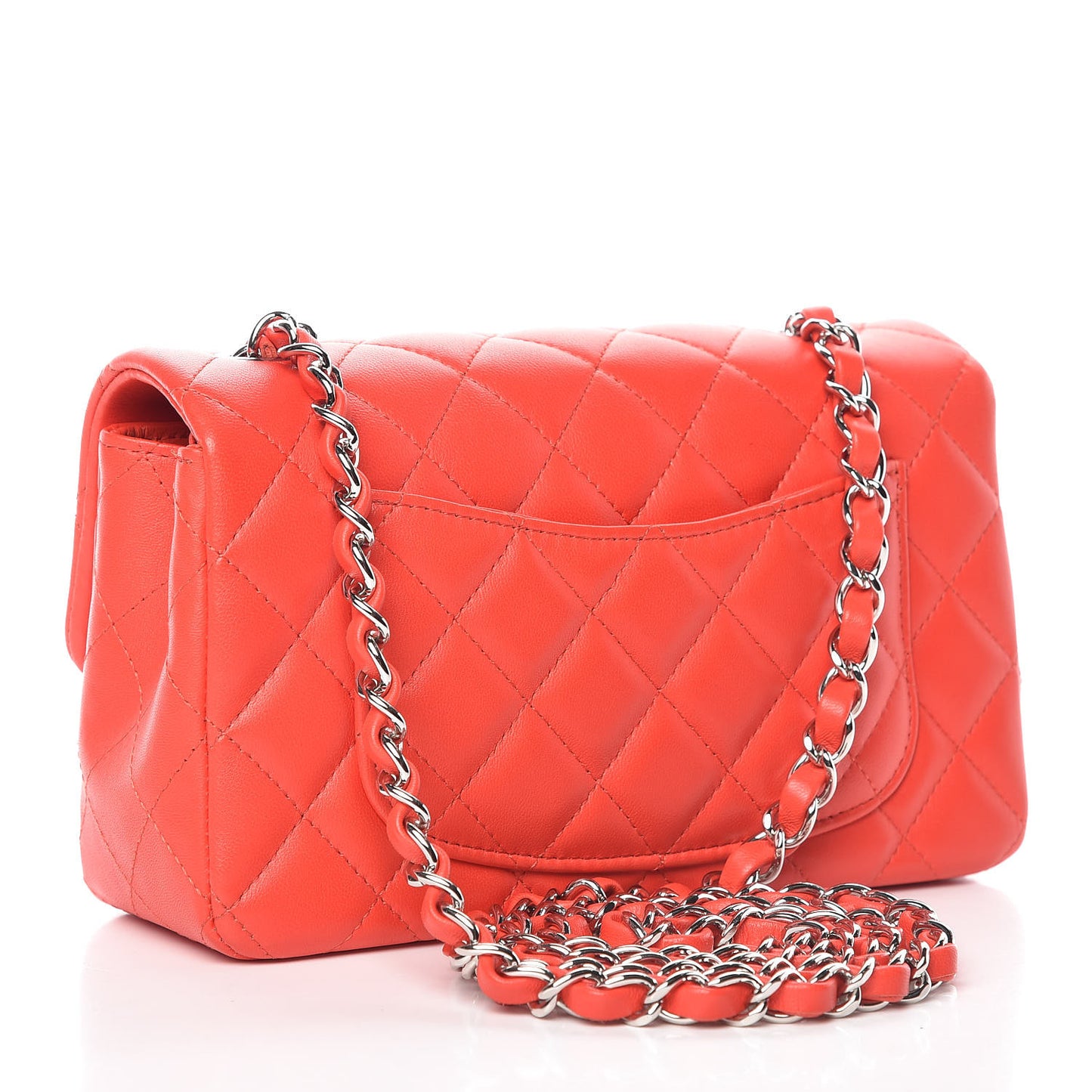 Lambskin Quilted Mini Rectangular Flap Red