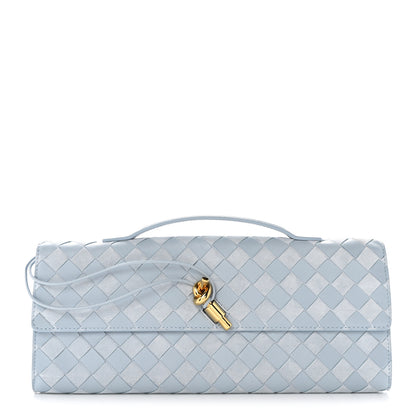 Bottega Veneta Suede Nappa Intrecciato Long Andiamo Top Handle Clutch Glacial 1 of 7