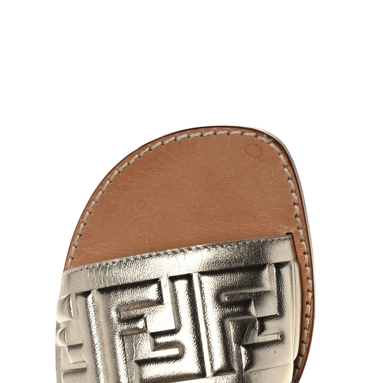 Fendi Metallic Nappa FF Embossed Slingback Slide Sandals 36 Gold 8 of 10